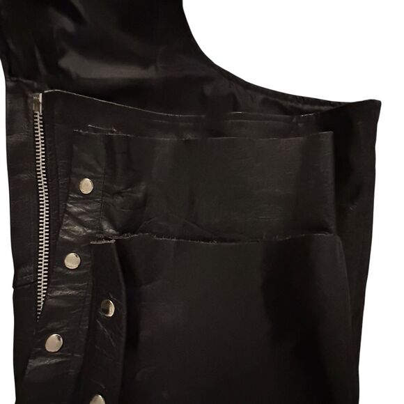 American Top Black Leather Zipper Adjustable Belt Motorcycle Chaps Plus Size 3X - Picture 6 of 9